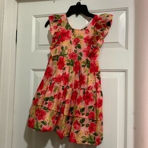Girls Bonnie Jean floral dress with ruffle details